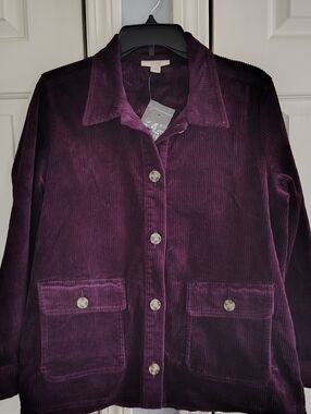Appleseed's Corduroy Button-Up Jacket in Deep Plum PM